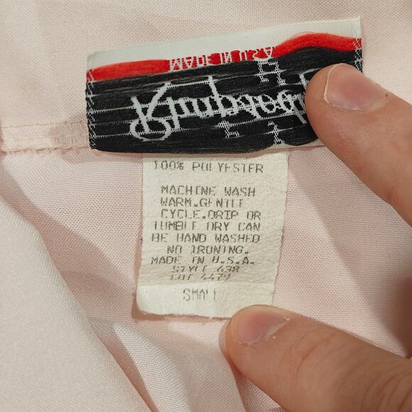 Vintage Rhapsody Powder Pink Blouse with Lace Collar Womens Small - Picture 3 of 4